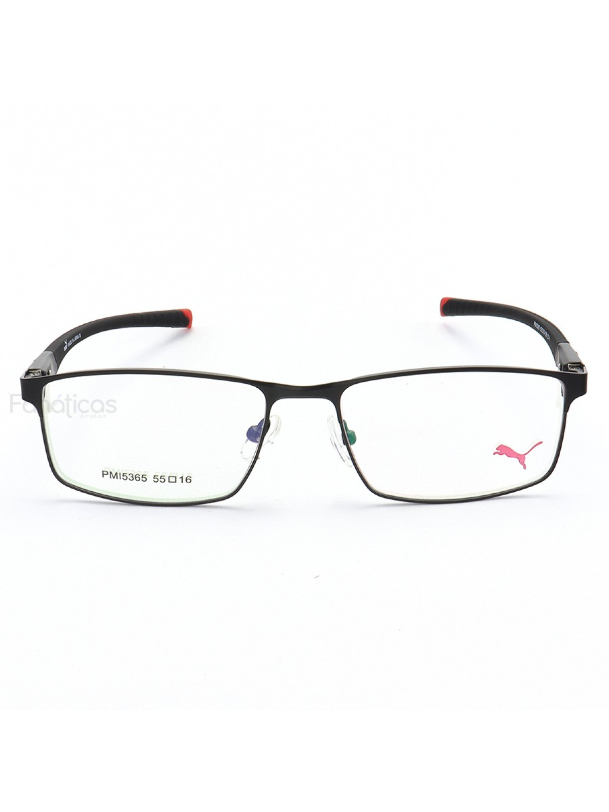 Armação de Óculos Retangular Puma PM15365 C1-1 Preto e Vermelho