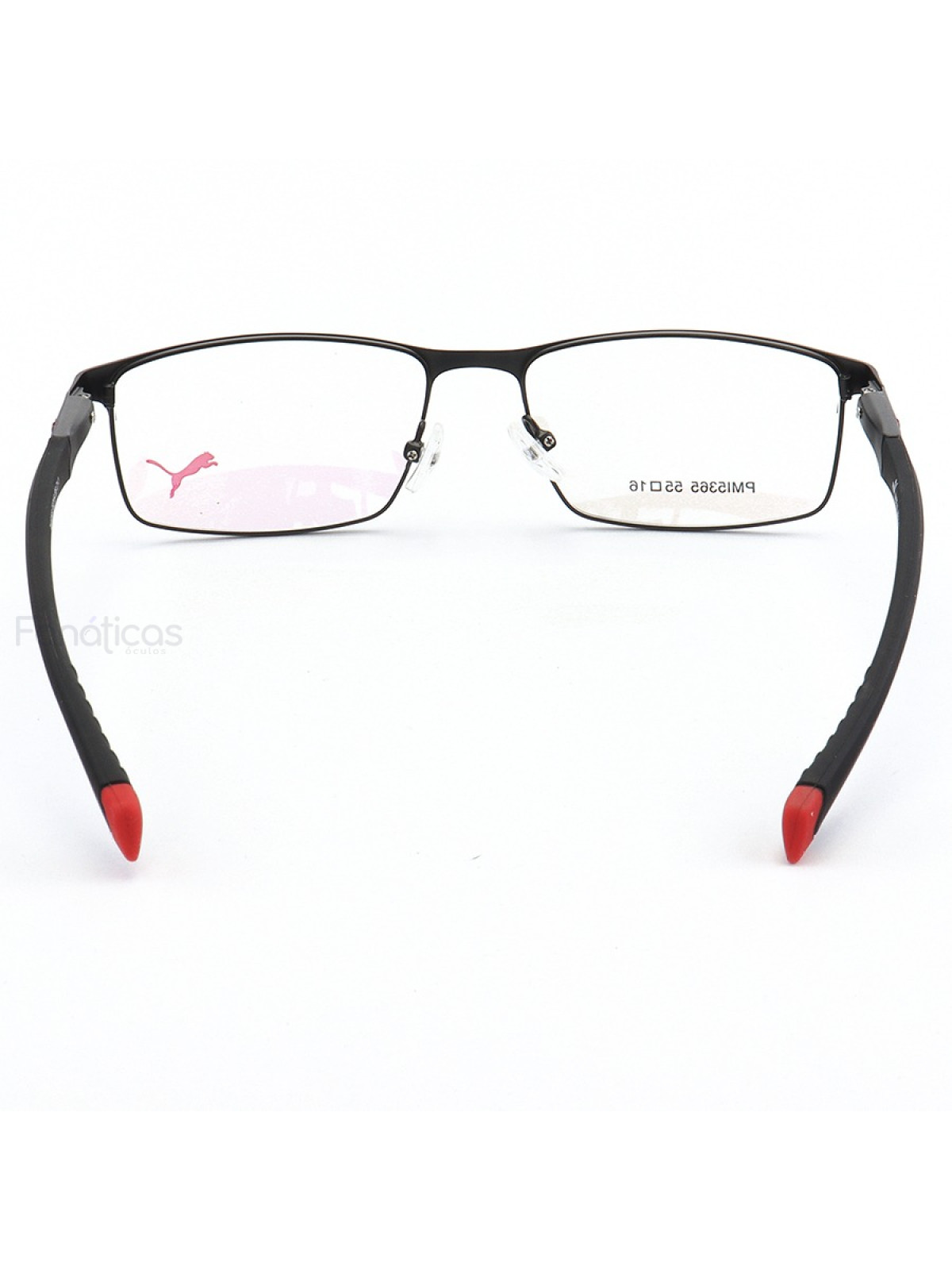 Armação de Óculos Retangular Puma PM15365 C1-1 Preto e Vermelho