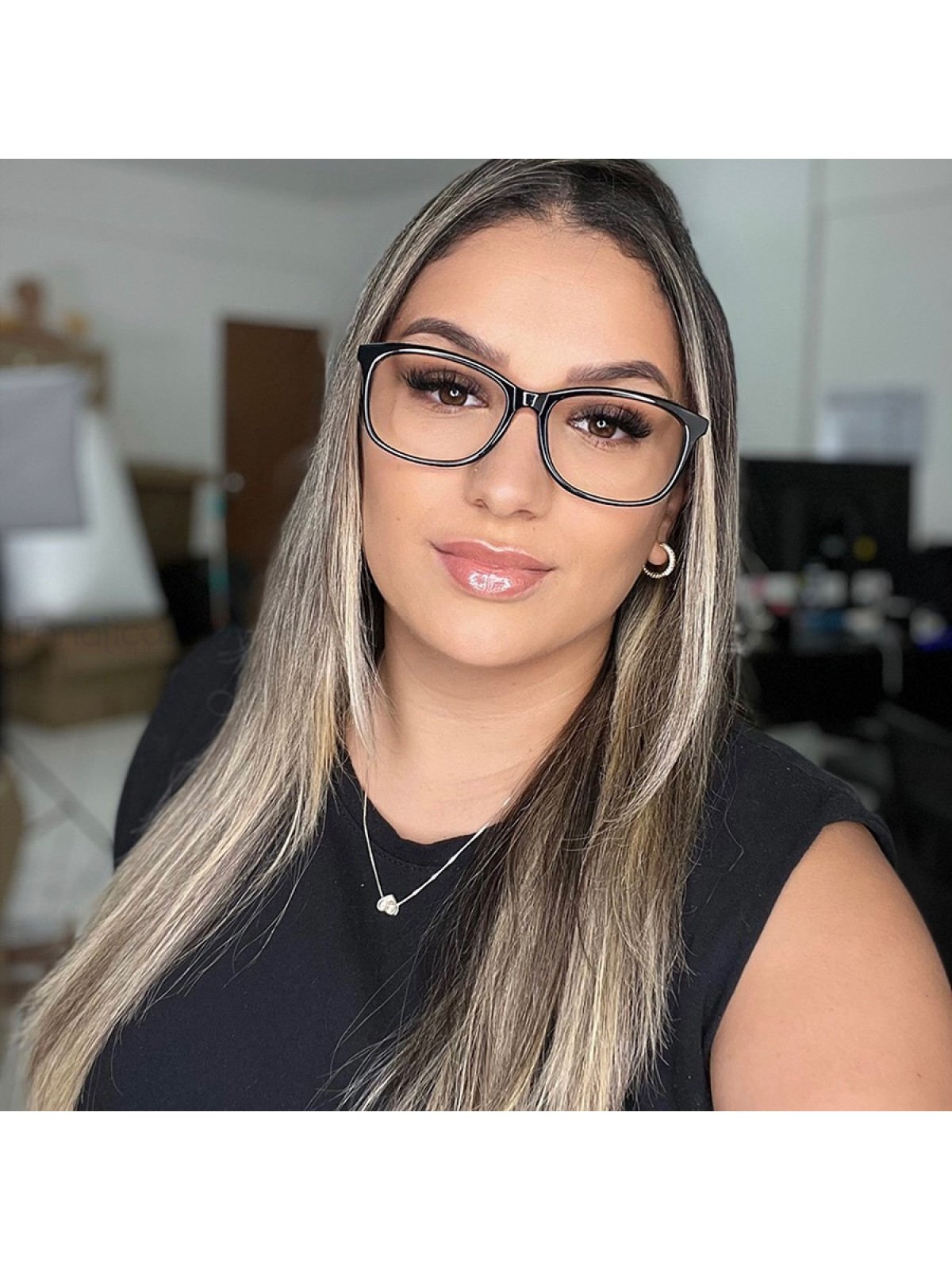 Armação de Óculos Retangular TF2131 Preto