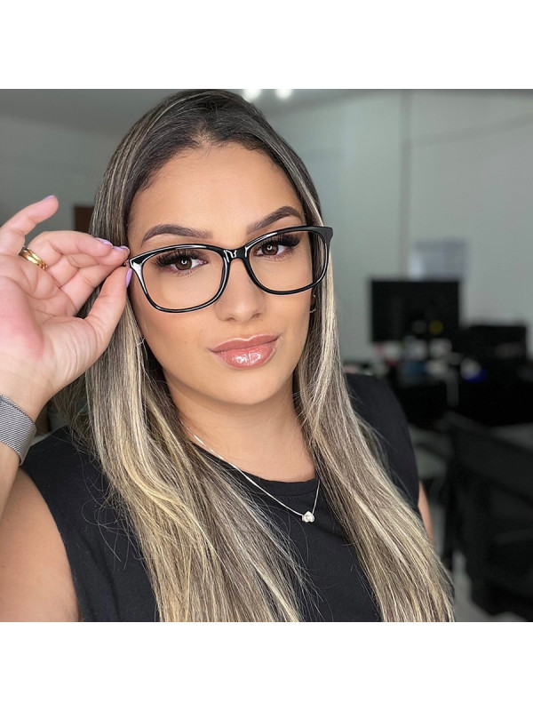 Armação de Óculos Retangular TF2131 Preto com Azul