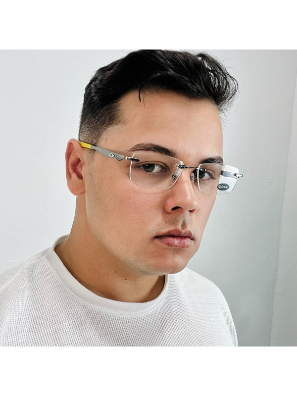 Armação Óculos Retangular Balgriff Wingfold Grafite Amarelo Masculina
