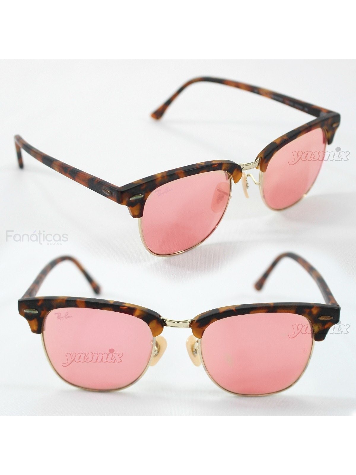 Óculos Clubmaster Tartaruga e Rose