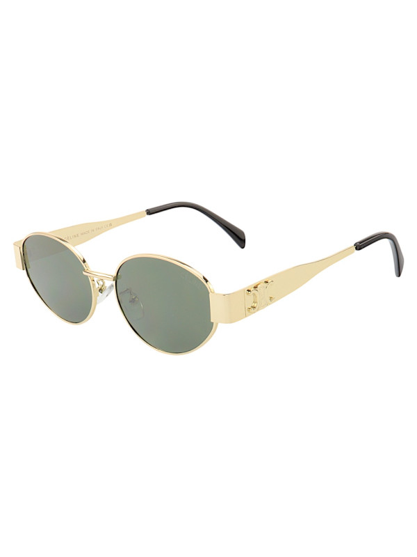 Óculos De Sol  Oval 9891 Dourado e Lente Verde
