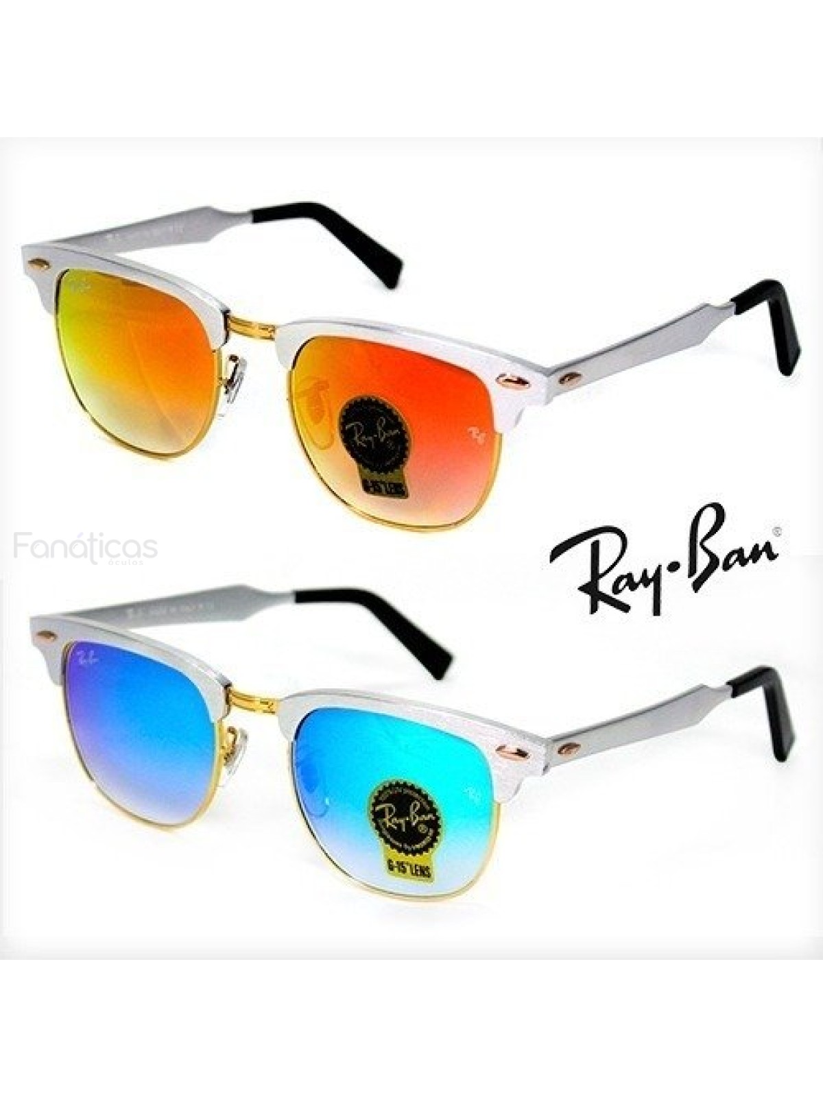 Óculos de Sol Clubmaster Aluminum Degrade Espelhado RB3507