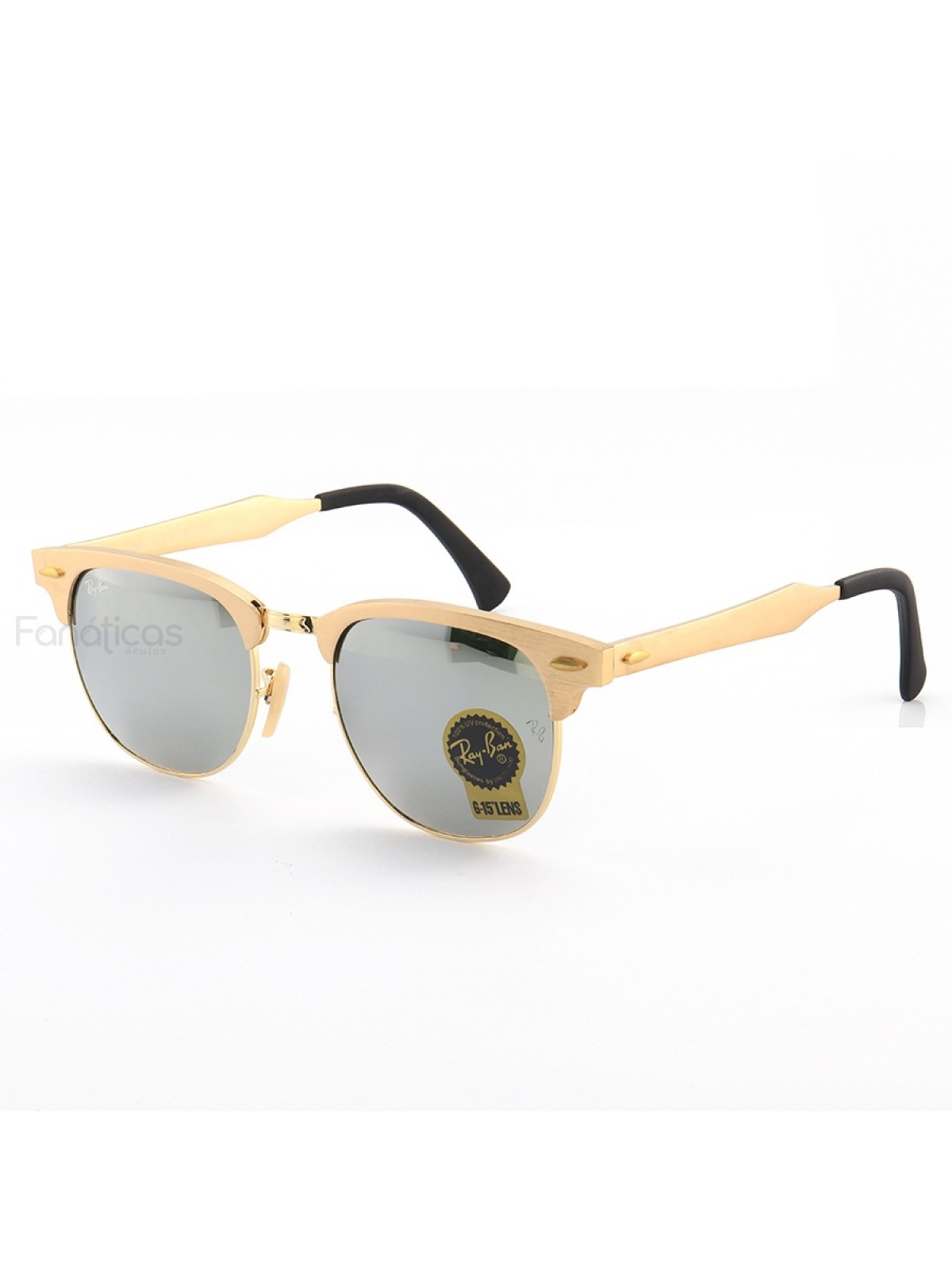 Óculos de Sol Clubmaster RB3507 Alumínio Dourado e Espelhada