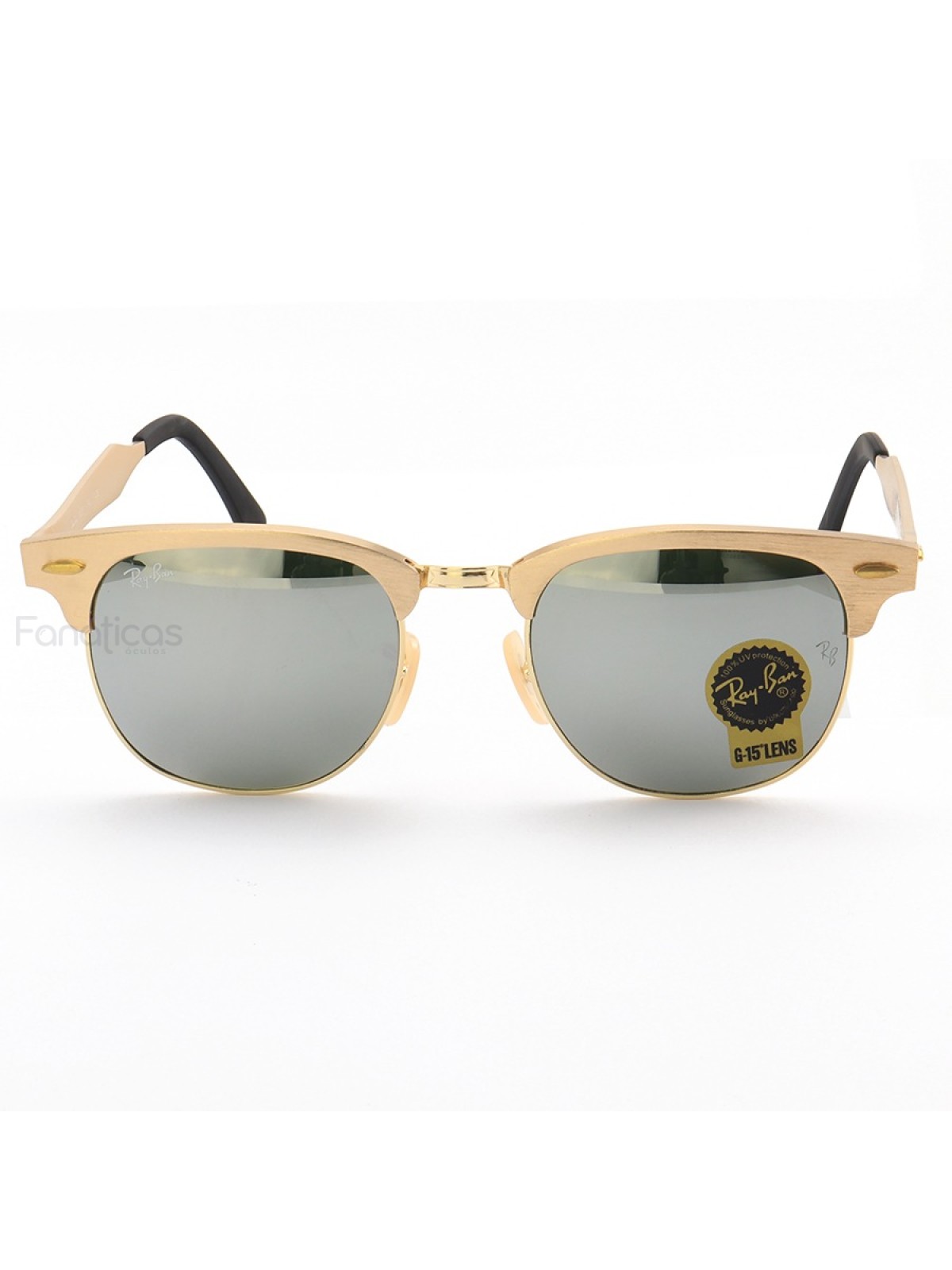 Óculos de Sol Clubmaster RB3507 Alumínio Dourado e Espelhada