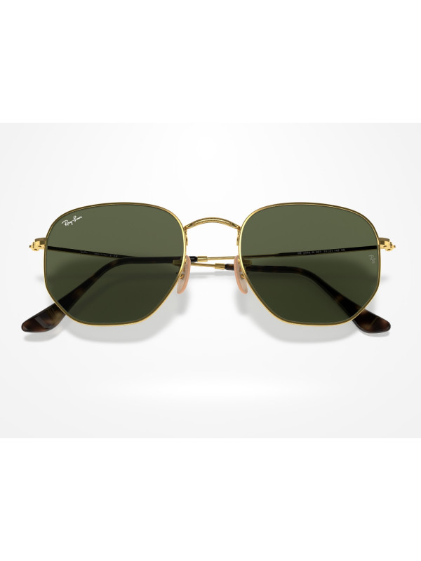 Óculos de Sol Hexagonal Dourado e Lente G15 RB3548