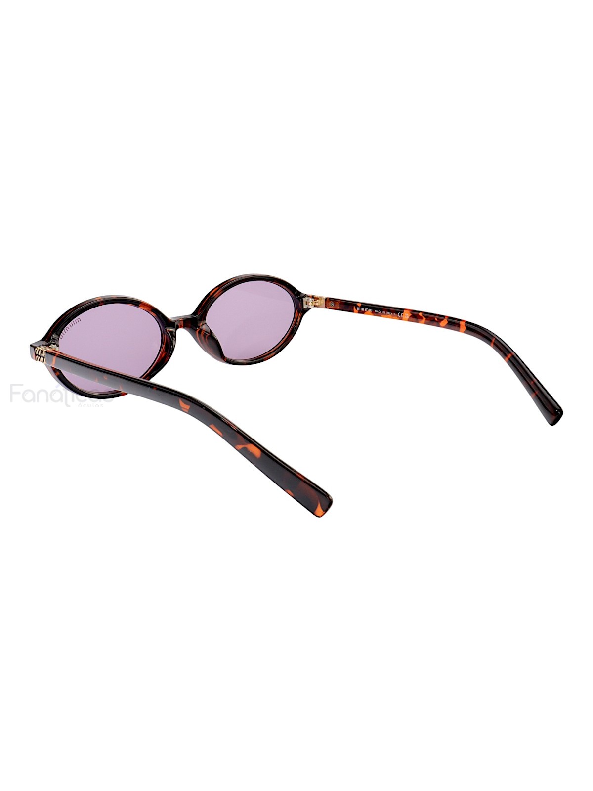 Óculos De Sol Oval MM Tartaruga e Lente Roxa 