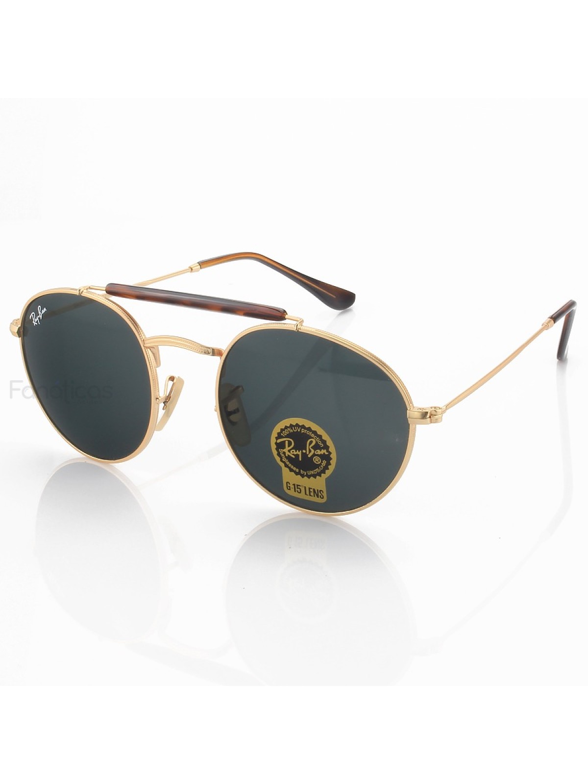 Óculos de Sol RB3747 Redondo Dourado e Lente Preta