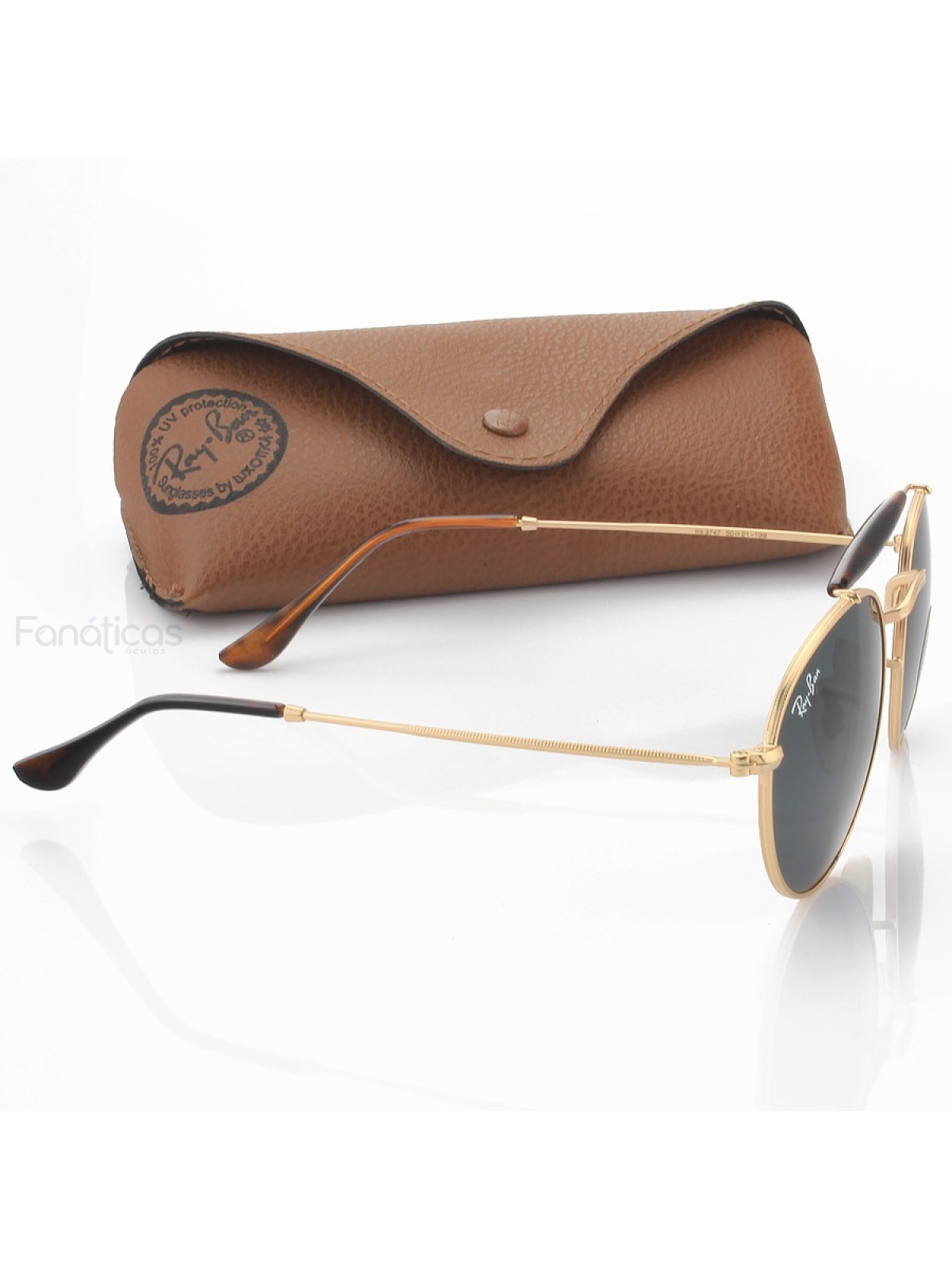 Óculos de Sol RB3747 Redondo Dourado e Lente Preta