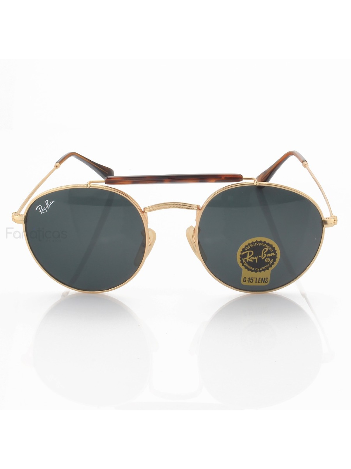 Óculos de Sol RB3747 Redondo Dourado e Lente Preta
