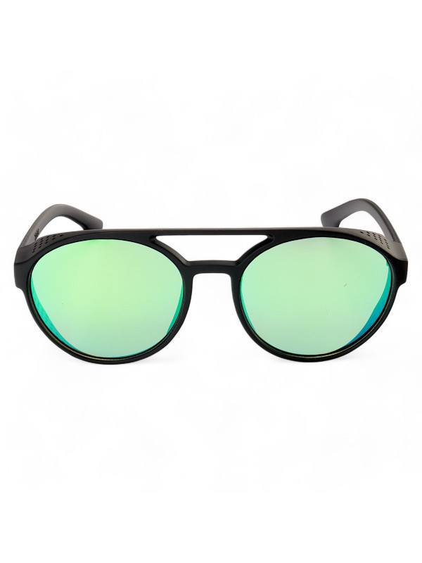 Óculos De Sol Redondo Punk Preto e Verde