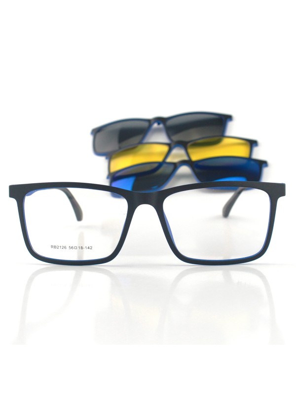 Armacao de Óculos Clipon RB2088 3 Lentes Preta e Azul