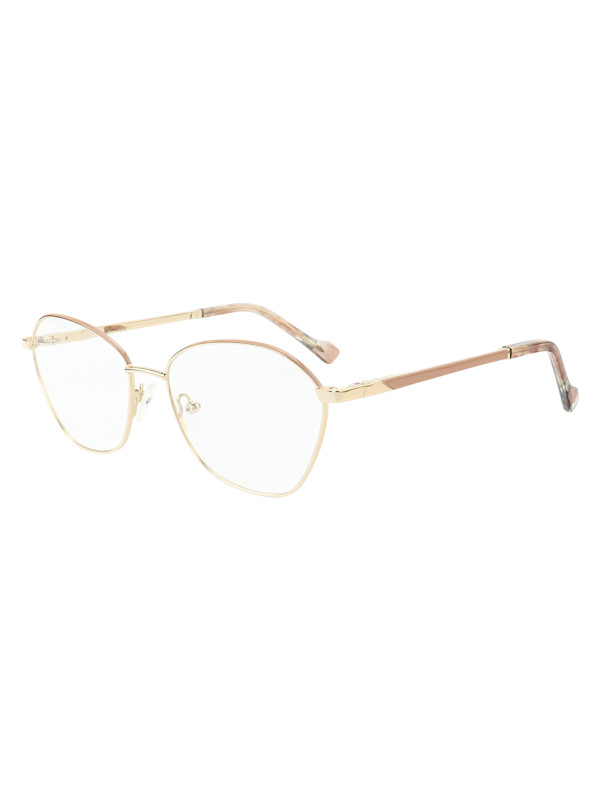 Armação de Óculos Oval MT8021 Dourado e Nude