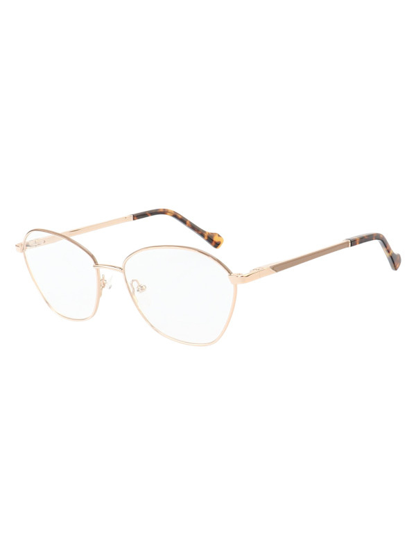 Armação de Óculos Oval MT8021 Dourado e Nude Tartaruga