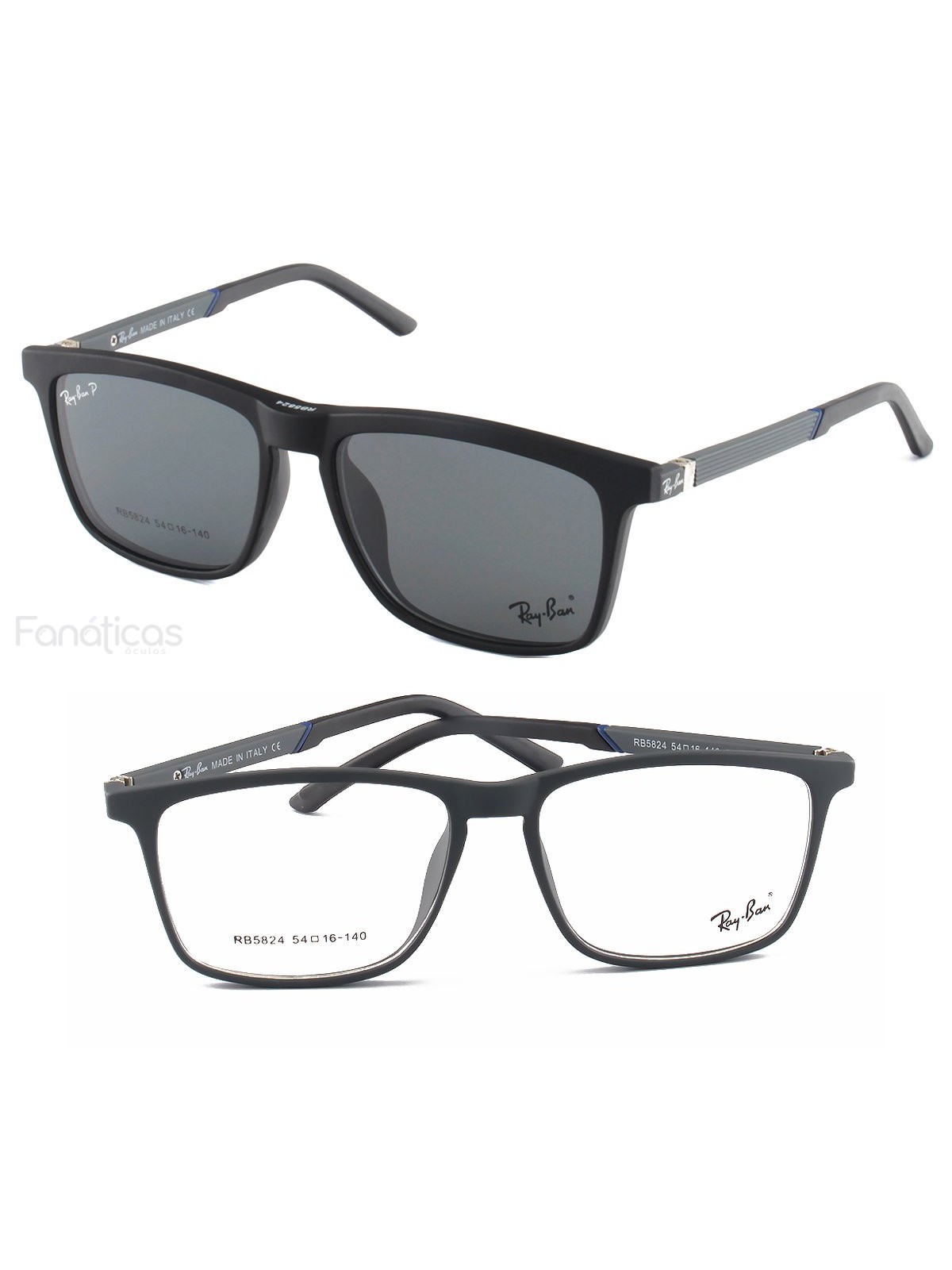 Armacao de Óculos Clipon RB5824 1 Lente Extra - Cinza