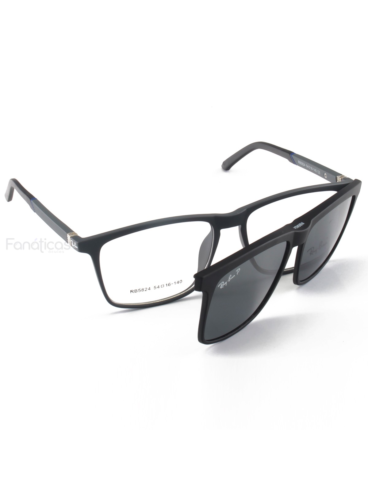 Armacao de Óculos Clipon RB5824 1 Lente Extra - Cinza