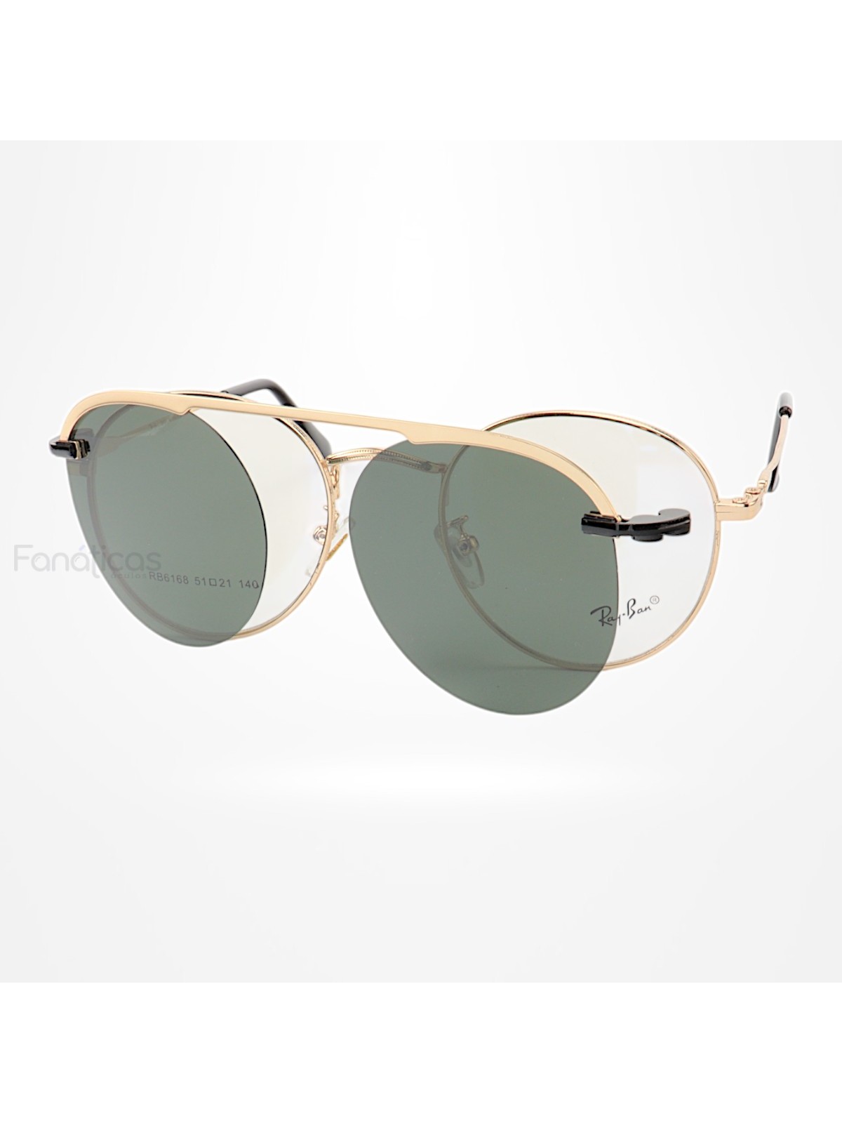 Armação de Óculos Clipon Round RB6168 Dourado e Lente Verde