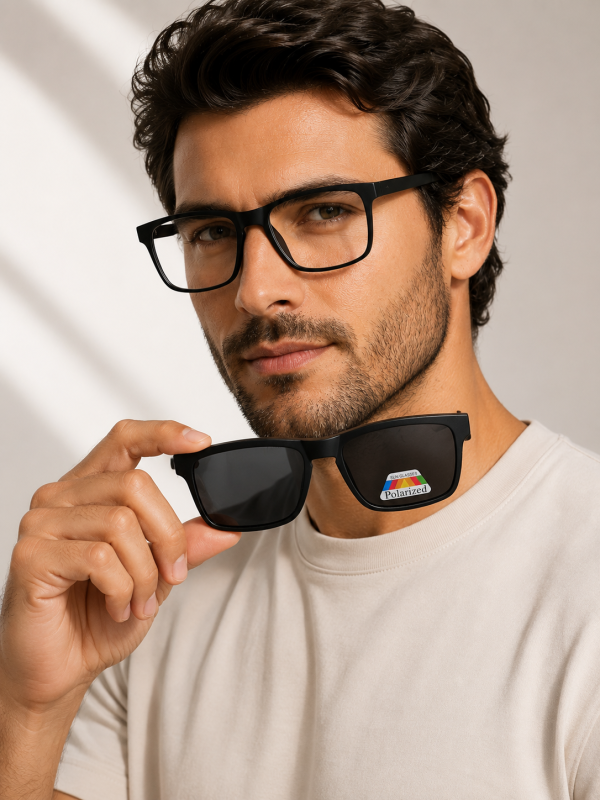 Armação de Óculos Retangular Clipon TR2202 Preto
