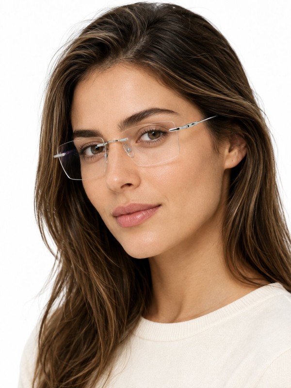 Armação de Óculos Balgriff Bucha Memory Titânio Flexivel Flutuante MT6942 Prata