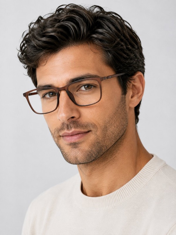 Armação de Óculos Quadrado Masculina FL9001 Marrom