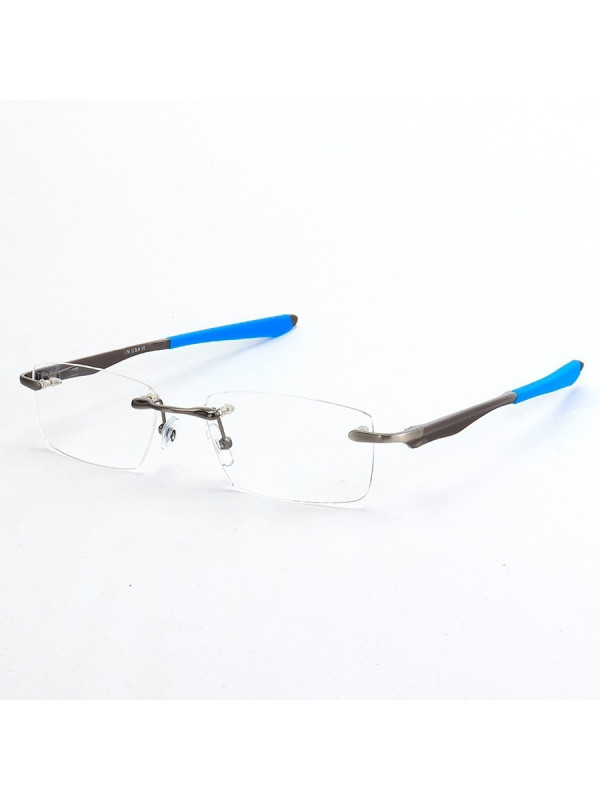 Armação de Óculos Flutuante Sem Aro Wingfold Grafite Azul Claro