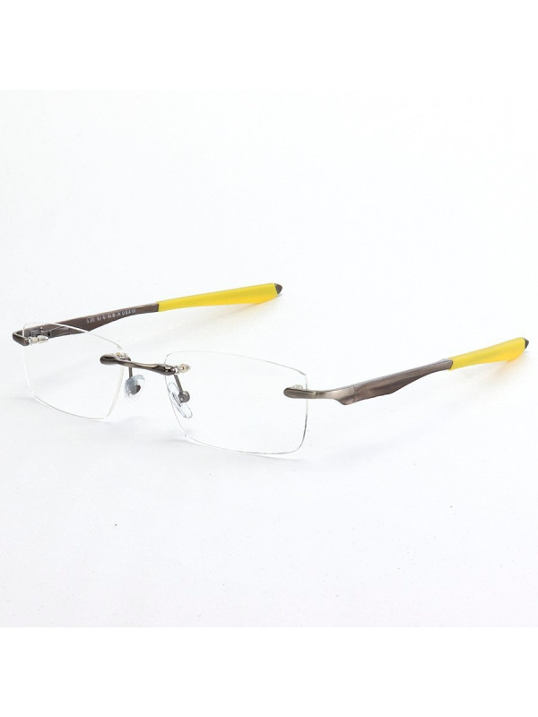 Armação de Óculos Flutuante Sem Aro Wingfold Grafite e Amarelo