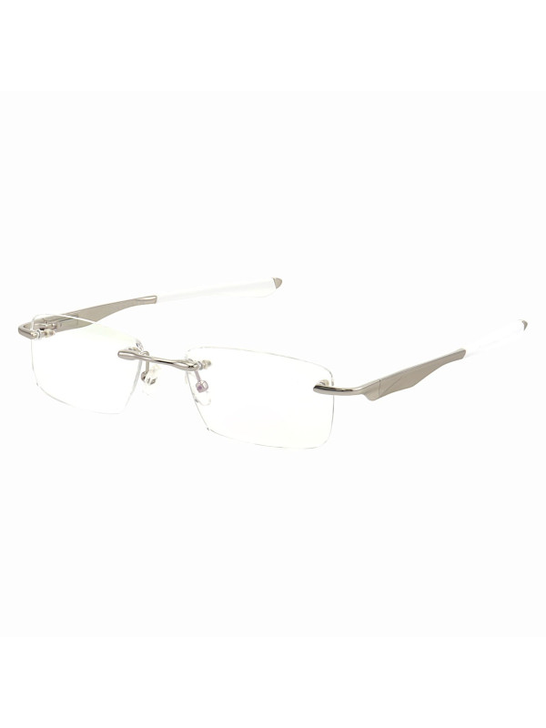 Armação de Óculos Flutuante Sem Aro Wingfold Prata e Branco