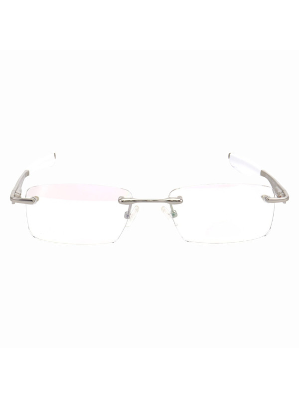 Armação de Óculos Flutuante Sem Aro Wingfold Prata e Branco