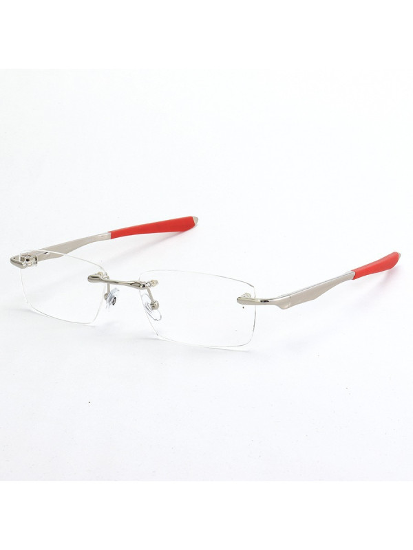 Armação de Óculos Flutuante Sem Aro Wingfold Prata e Vermelho
