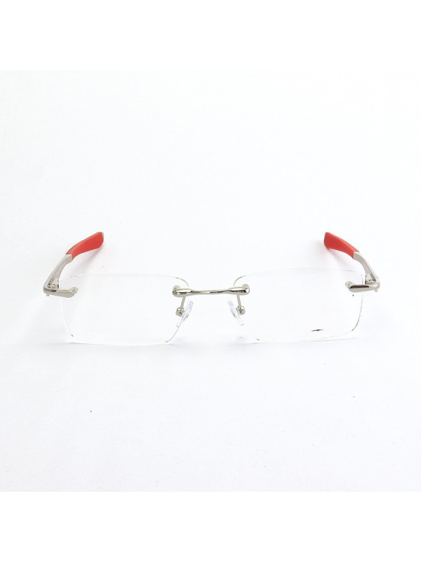 Armação de Óculos Flutuante Sem Aro Wingfold Prata e Vermelho