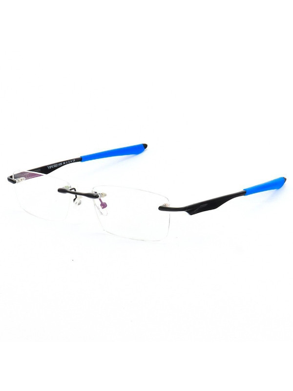 Armação de Óculos Flutuante Sem Aro Wingfold Preto e Azul Dark