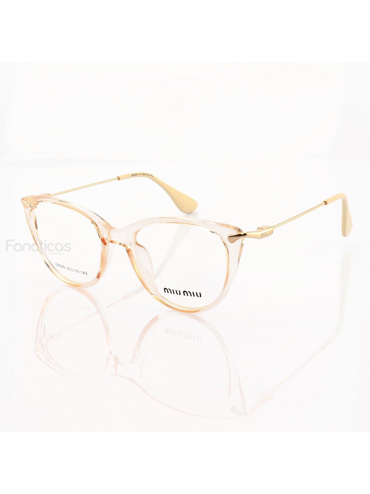 Armacao de Óculos Gatinho 58589 Creme Transparente