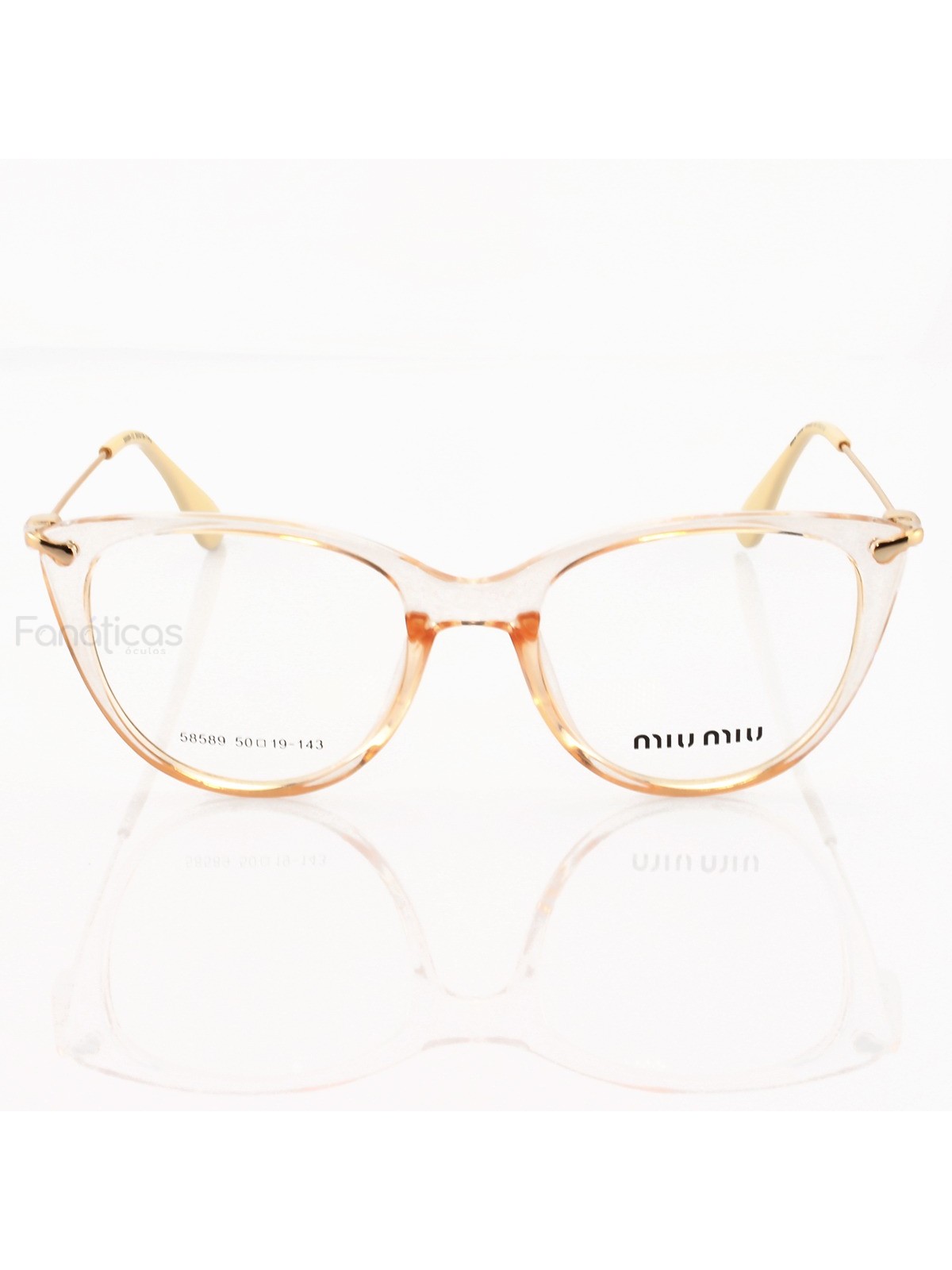 Armacao de Óculos Gatinho 58589 Creme Transparente