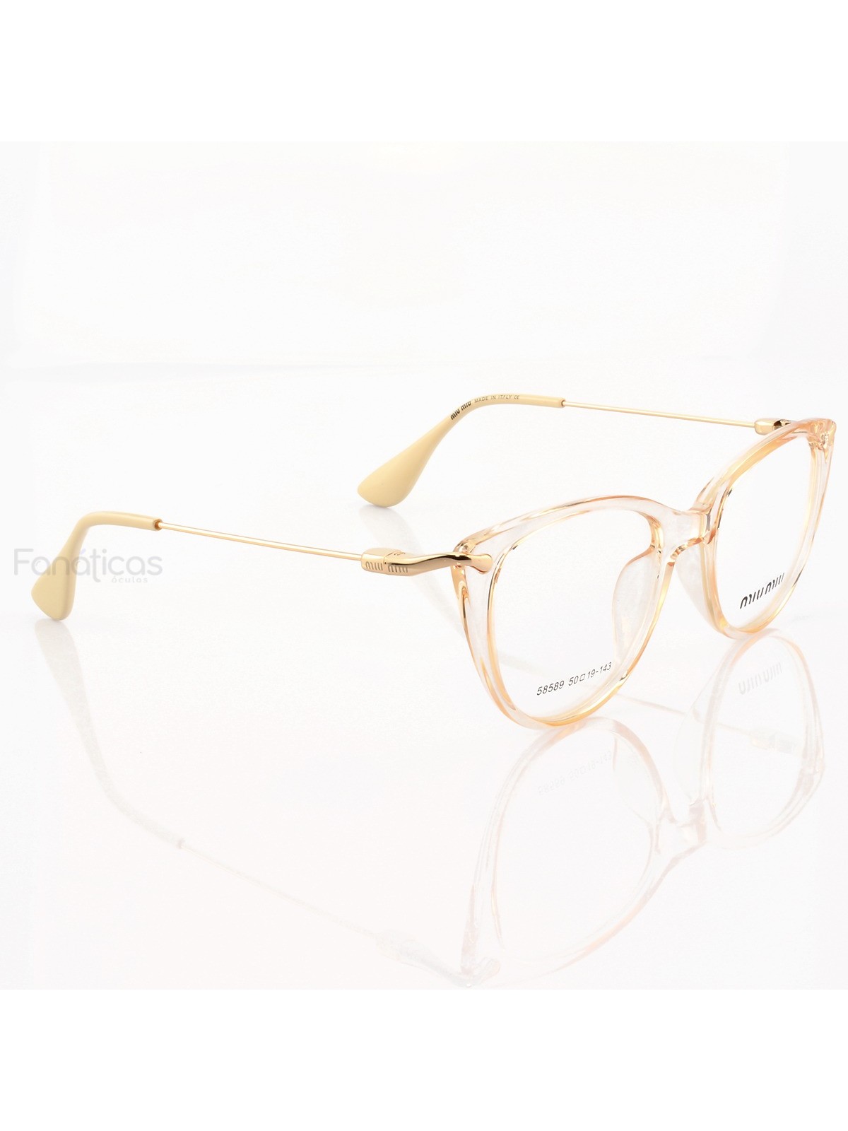 Armacao de Óculos Gatinho 58589 Creme Transparente