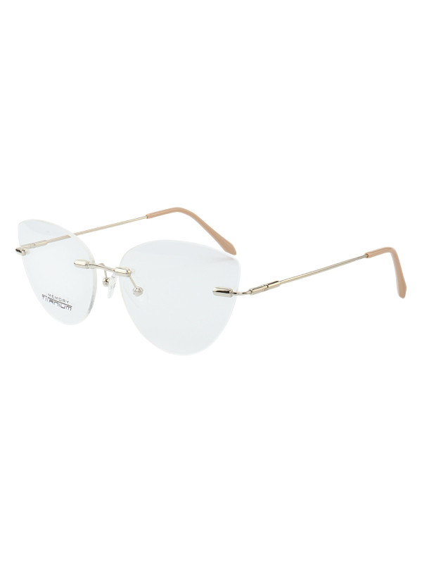 Armação de Óculos Gatinho Balgriff Memory Titanium MT6845 Prata e Rosa