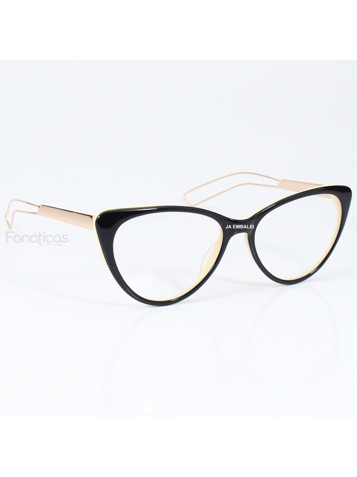 Armação de Óculos Gatinho CD 80633 Preto e Creme