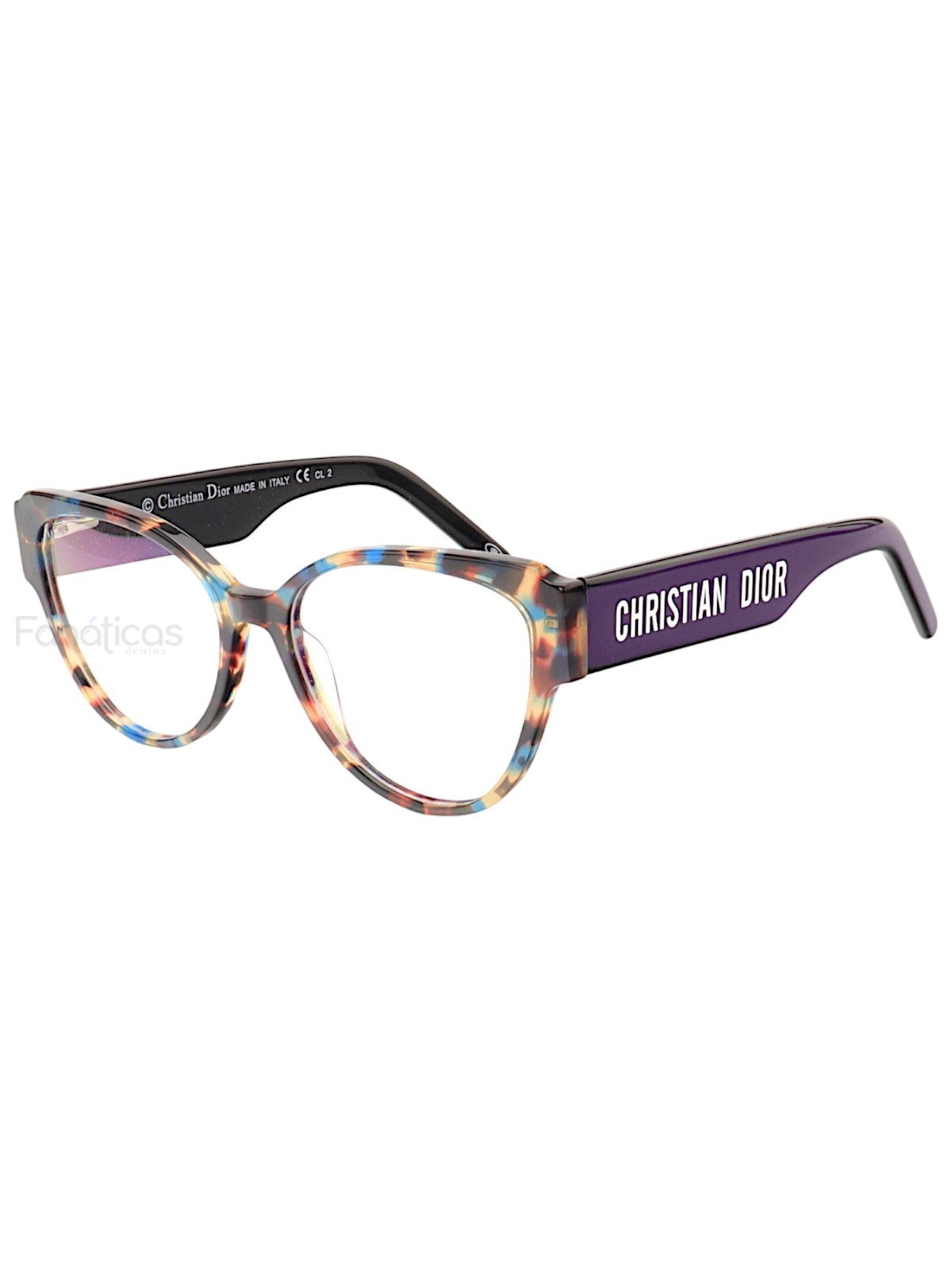Armação de Óculos Gatinho D584 Azul Tartaruga e Roxo