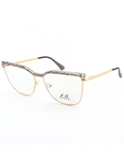 Armação de Óculos Gatinho LQ95288 Dourado e Cinza