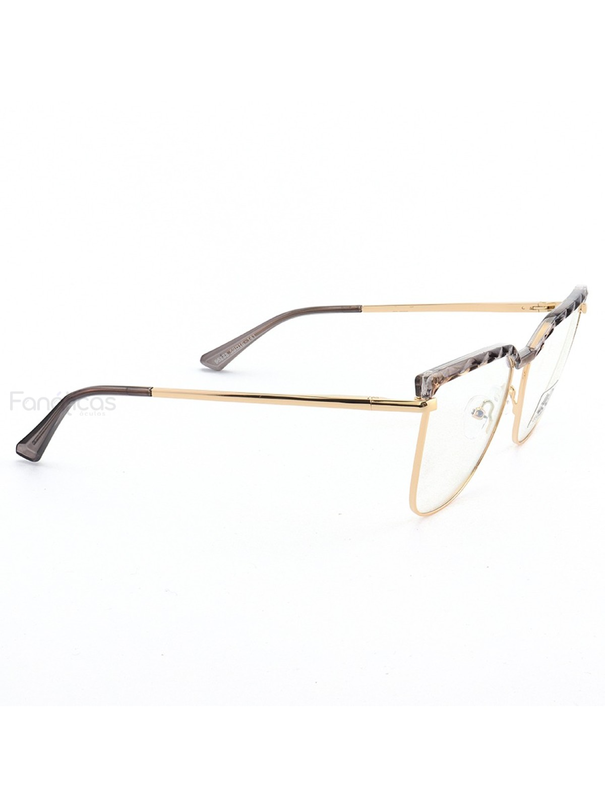 Armação de Óculos Gatinho LQ95288 Dourado e Cinza