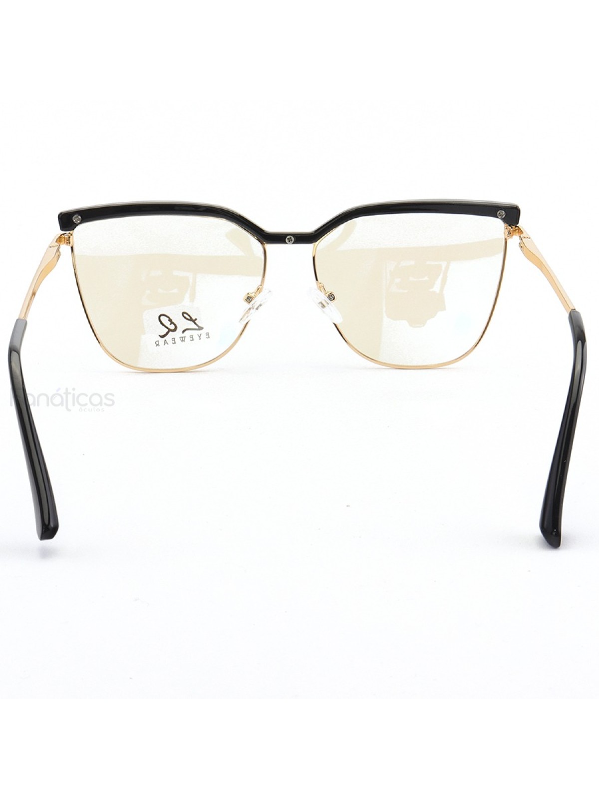 Armação de Óculos Gatinho LQ95288 Dourado e Preto