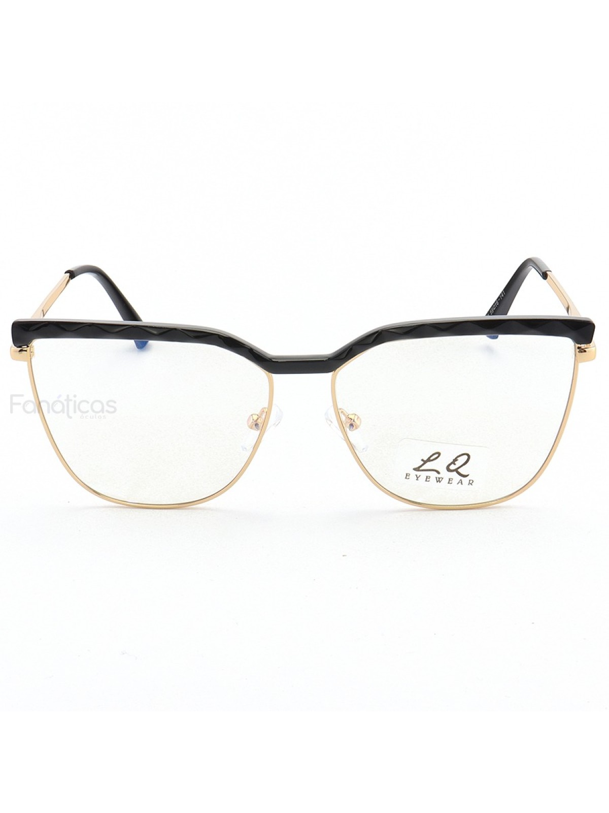 Armação de Óculos Gatinho LQ95288 Dourado e Preto