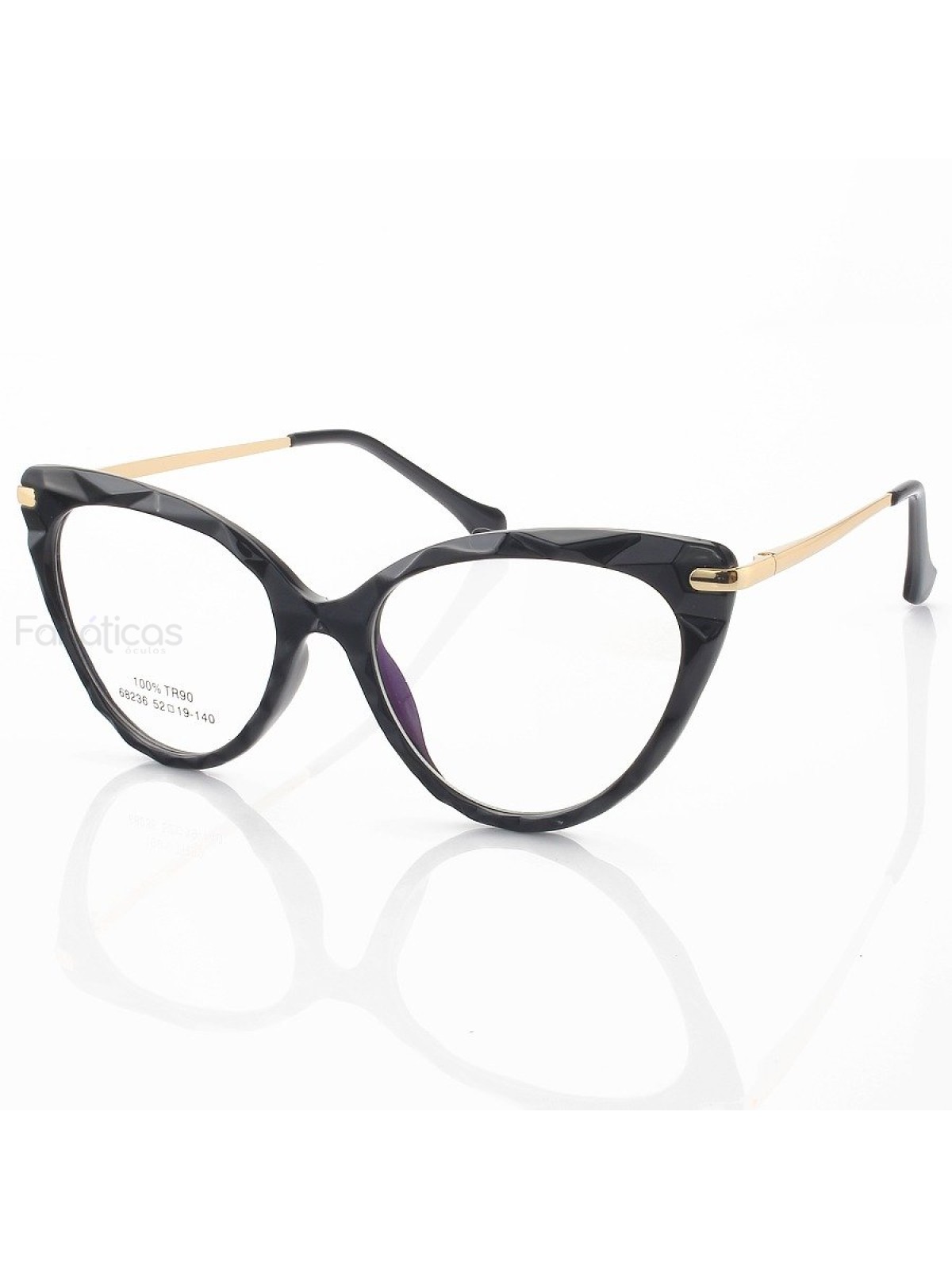 Armação de Óculos Gatinho Lux 68236 Preto