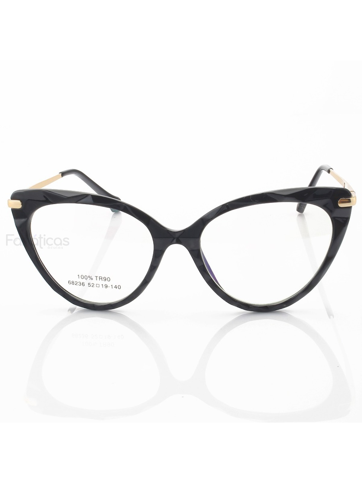 Armação de Óculos Gatinho Lux 68236 Preto