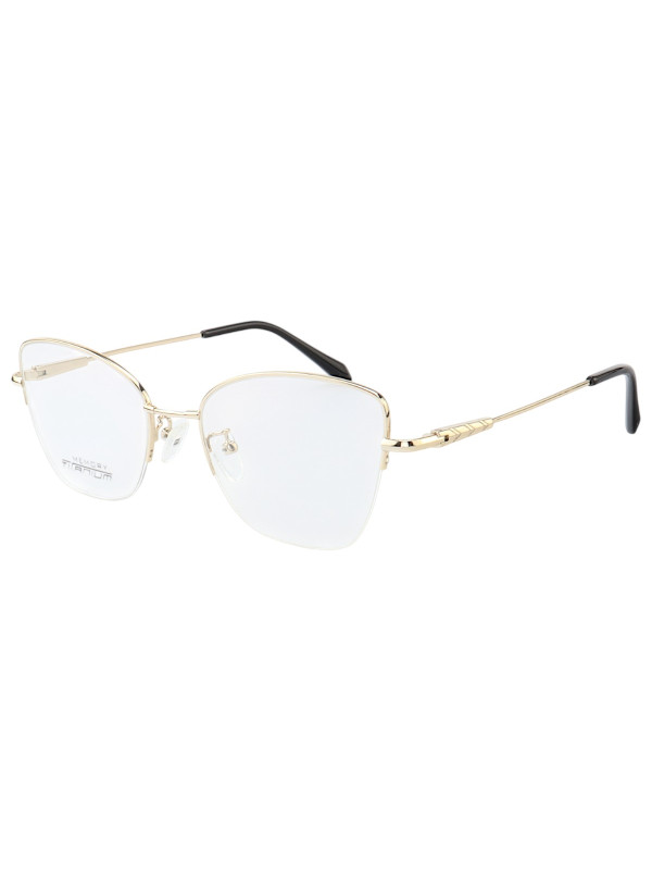 Armação de Óculos Gatinho Memory Titanium MT6932 Dourado Claro