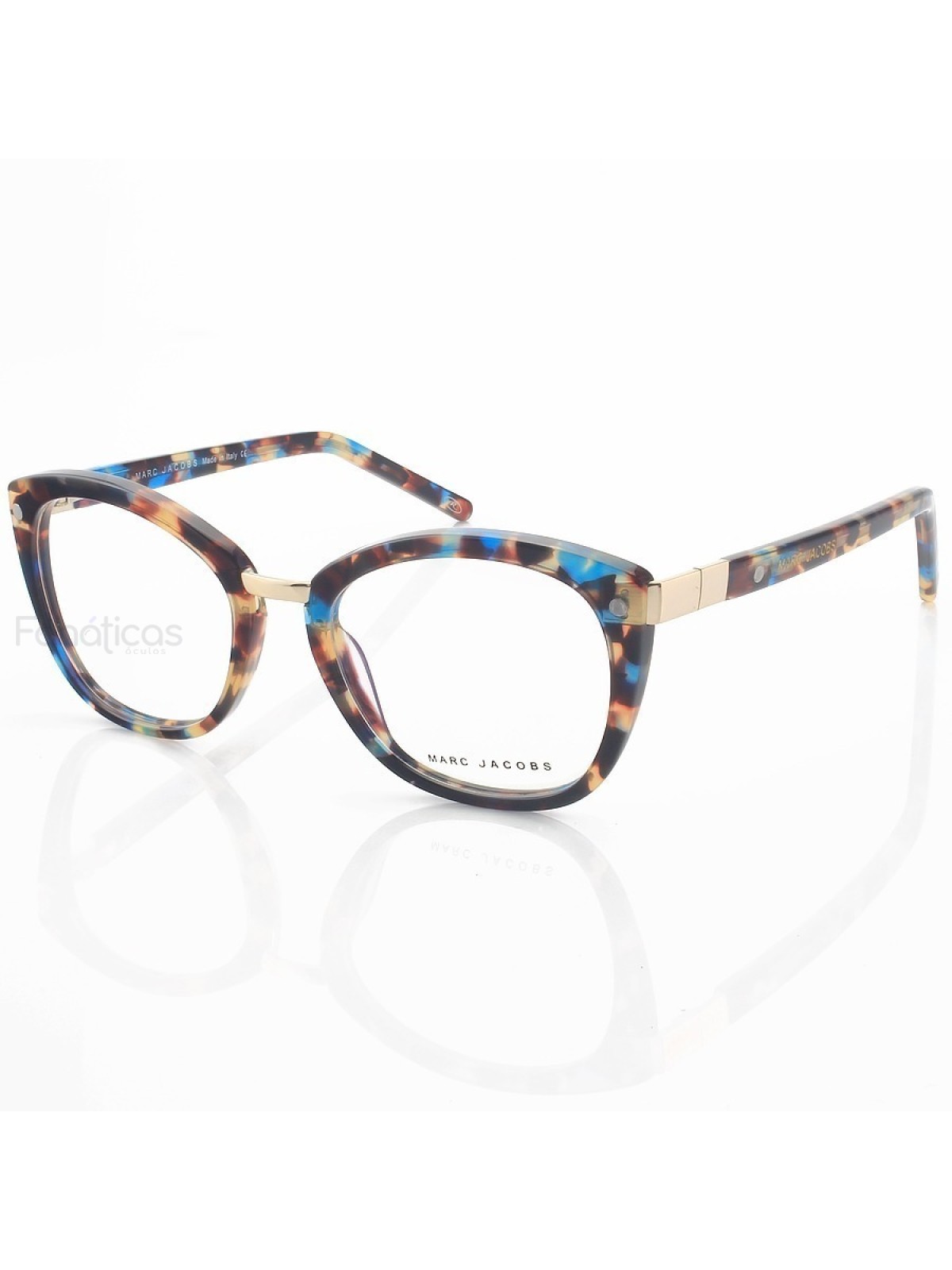 Armação de Oculos Gatinho Mj24 Azul Tartaruga