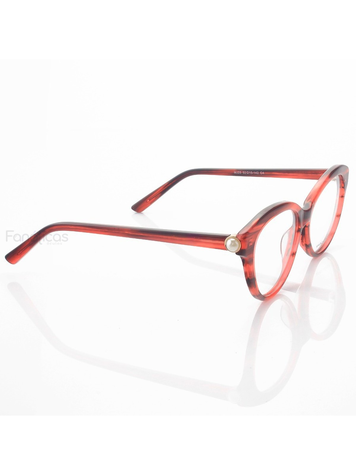 Armação de Oculos Gatinho Mj25 Rosa Rajado