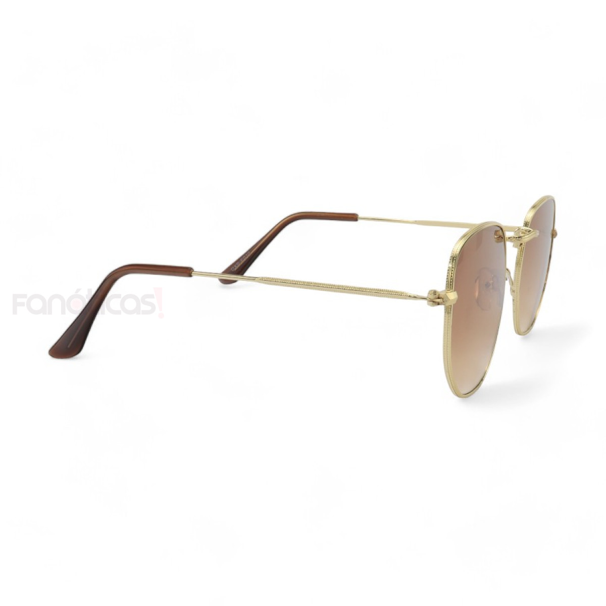 Óculos de Sol Hexagonal Armação Dourada e Lente Marrom