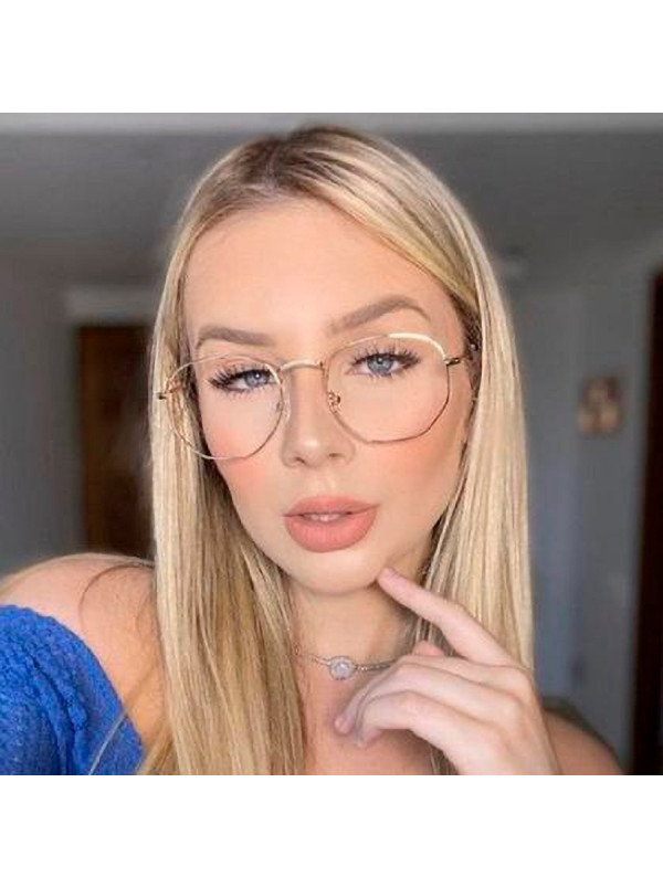 Armacao de Óculos RX6448 Hexagonal Dourada