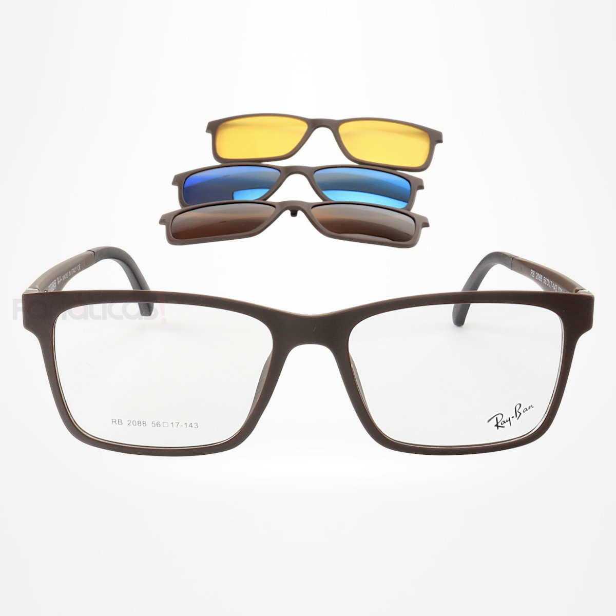 Armacao de Óculos Clipon 2088 4 Lentes Marrom